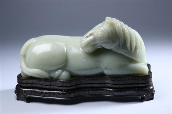 Appraisal: CHINESE CELADON JADE FIGURE OF HORSE Mid late th century