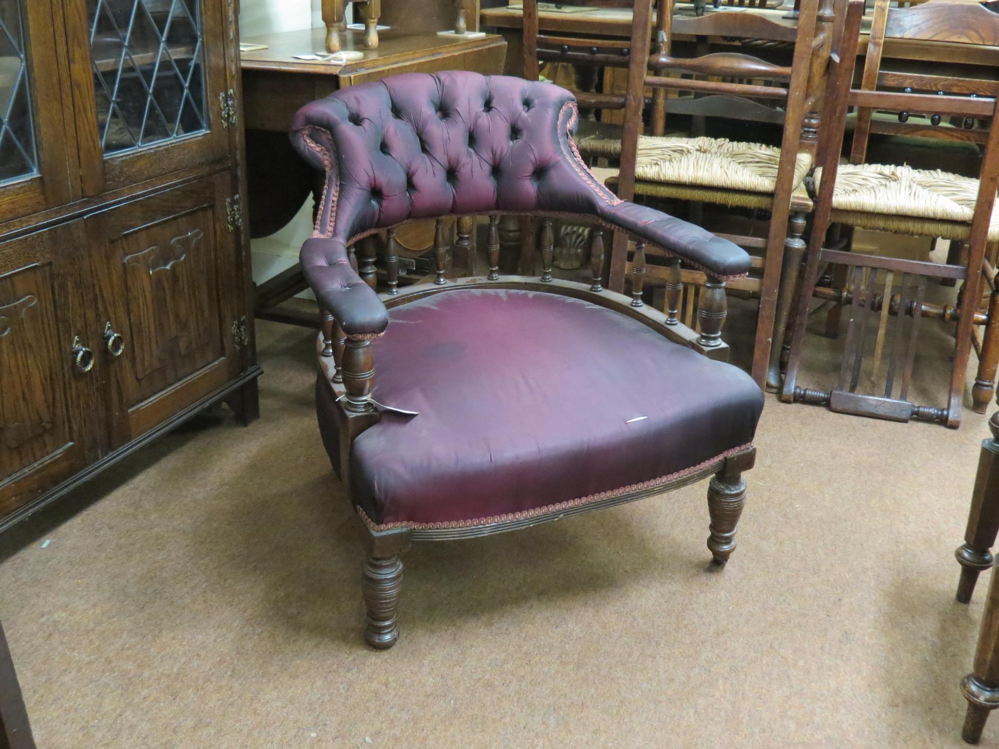 Appraisal: A Victorian upholstered drawing-room armchair a f