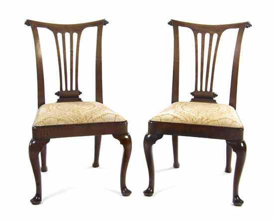 Appraisal: A Pair of George II Mahogany Side Chairs each having