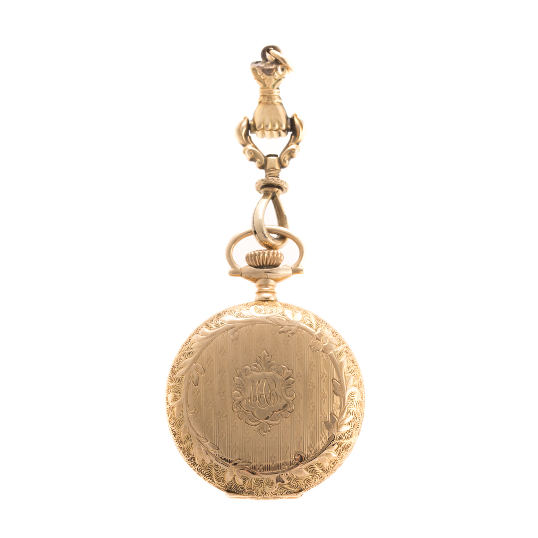 Appraisal: A Lady's K Hunter Case Engraved Pocket Watch K yellow