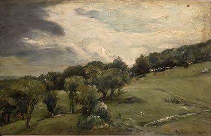 Appraisal: WALTER SHIRLAW - GATHERING APPLES VERMONT AND CLOUD STUDY Oil