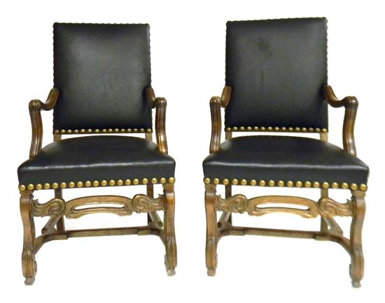 Appraisal: Pair of Baroque style armchairs carved arms and legs with