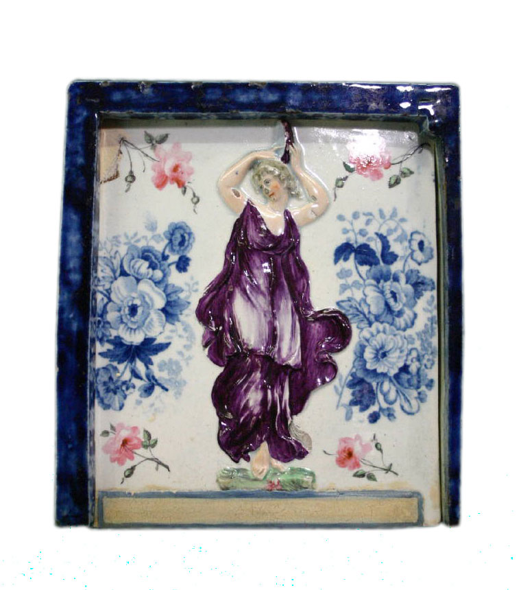 Appraisal: STAFFORDSHIRE BLUE TRANSFER-PRINTED AND ENAMEL-DECORATED THREAD CADDY CIRCA - The