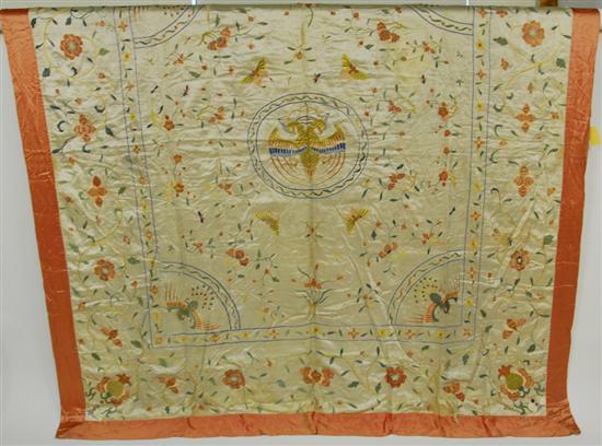 Appraisal: CHINESE SILK EMBROIDERED TABLE COVER made for the European market