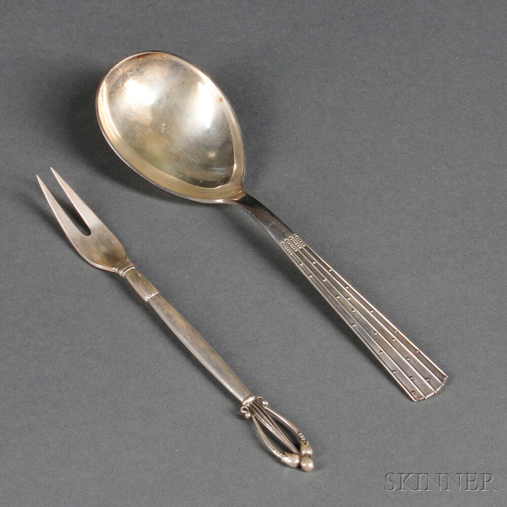 Appraisal: Two Danish Sterling Silver Serving Pieces th century a Georg