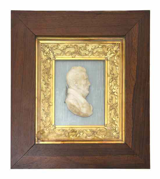 Appraisal: An English Framed Wax Bust depicting a gentleman in profile