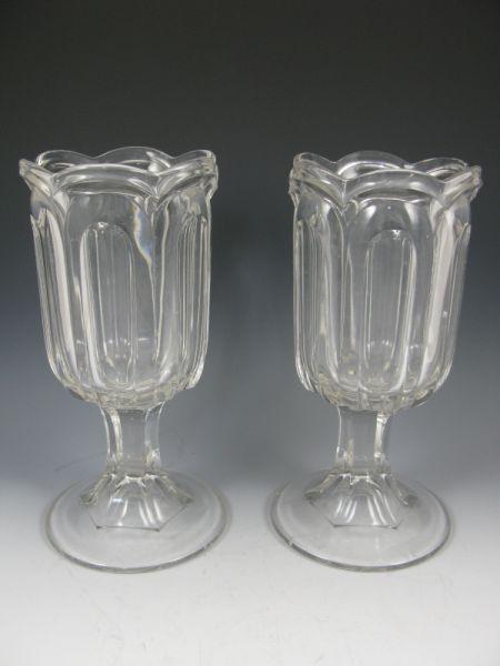 Appraisal: Pair of Pattern Glass Spooners th c tall form raised