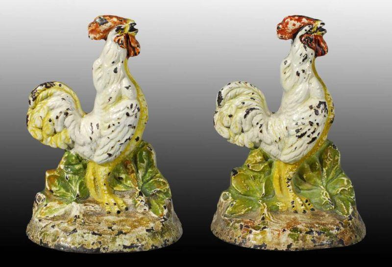 Appraisal: Cast Iron Rooster Bookends Condition Excellent Size x -