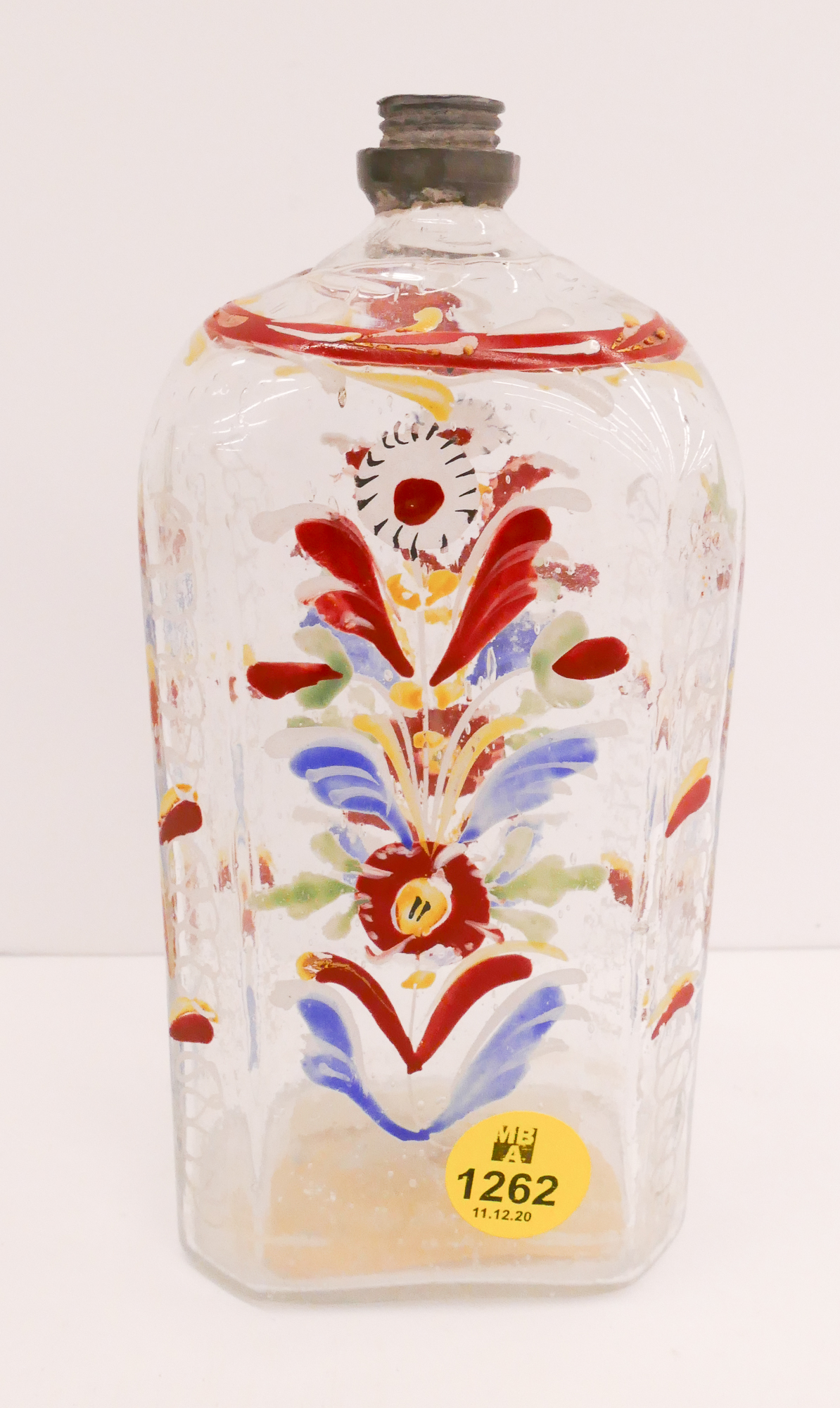 Appraisal: Antique Stiegel Glass Enameled Glass Bottle- ''