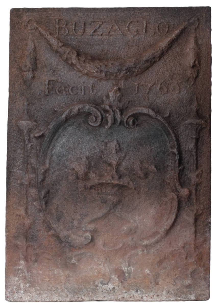 Appraisal: CAST-IRON FIRE BACK INSCRIBED BUZAGLO FECIT The top surrounded by