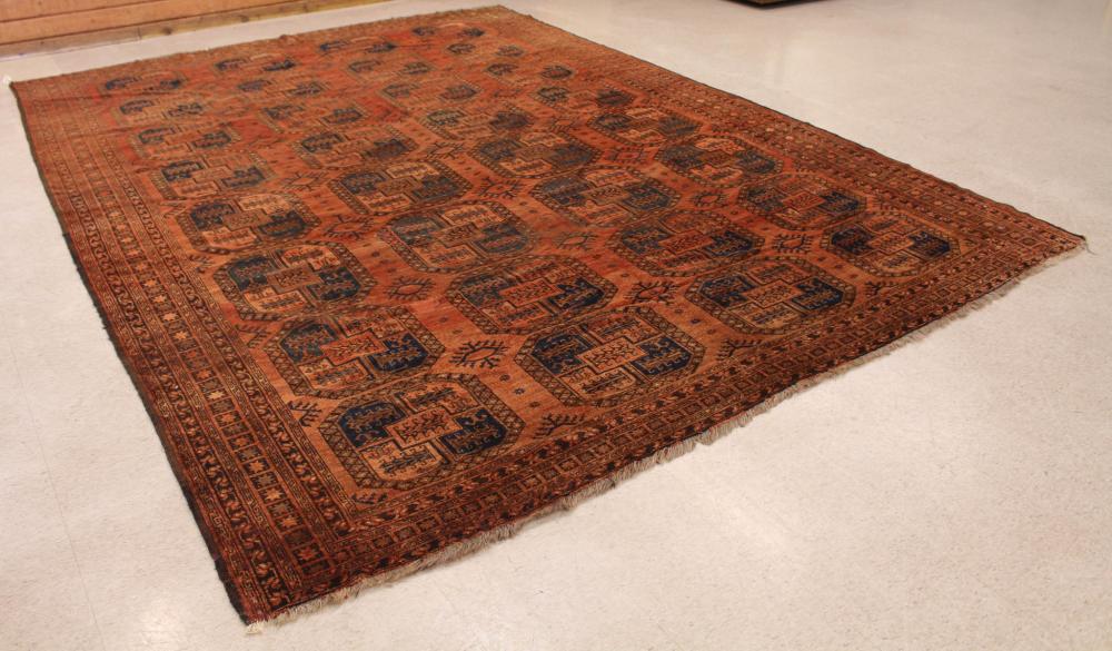 Appraisal: SEMI-ANTIQUE AFGHAN ERSARI CARPET hand knotted by the Turkmen people