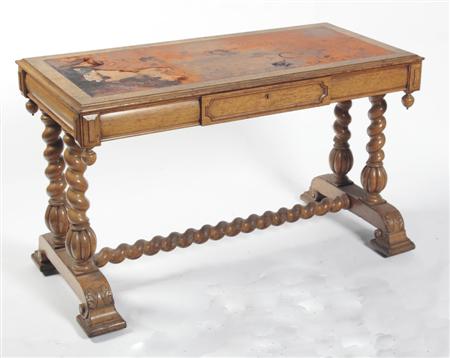 Appraisal: A Victorian oak library table the moulded rectangular top with