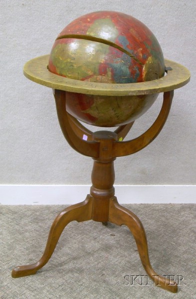 Appraisal: -inch American Painted Terrestrial Library Globe with oceans painted red