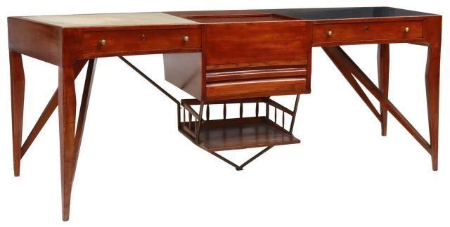 Appraisal: Italian mid-century modern fruitwood partner's desk attributed to Gio Ponti