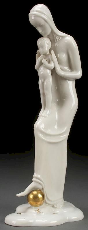 Appraisal: AN ART DECO PORCELAIN AND GILT DECORATED MADONNA AN ART