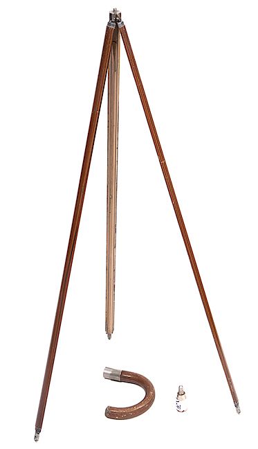 Appraisal: Photographer s Tripod Cane- Ca - This cane converts to