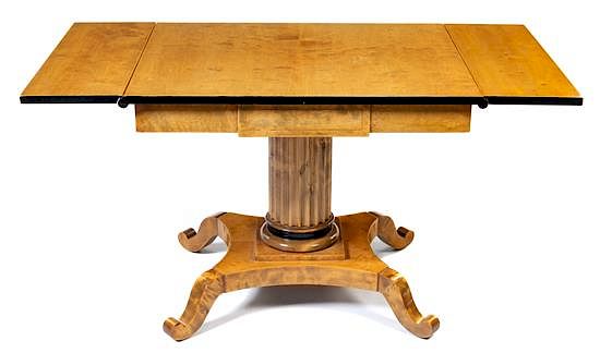 Appraisal: A Biedermeier Style Drop-Leaf Table Height x width fully extended