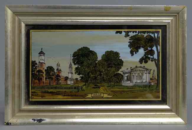 Appraisal: Reverse painted tablet Yale college Site '' x ''