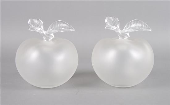 Appraisal: A Set of Two Lalique Apple Form Bottles Height inches