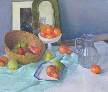 Appraisal: Ron Johnston American Contemporary Still Life With Vermeer Oil on