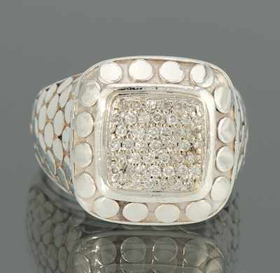 Appraisal: A John Hardy Sterling Silver and Diamond Ring Sterling silver