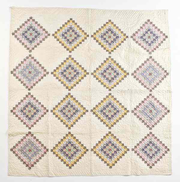 Appraisal: Postage stamp diamond quilt early th c x