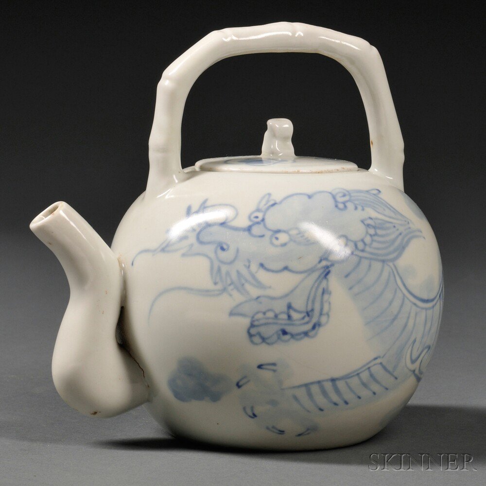 Appraisal: Blue and White Teapot Korea th century globular with an