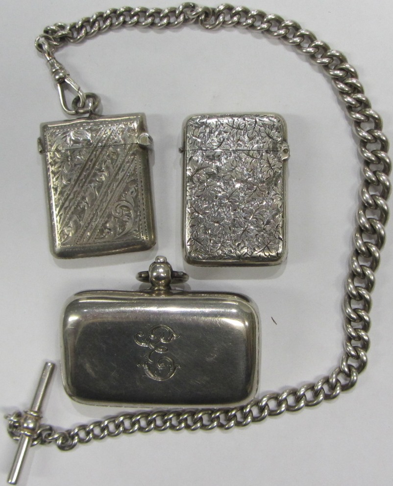 Appraisal: Silver comprising a twin compartment sovereign case a Victorian rectangular