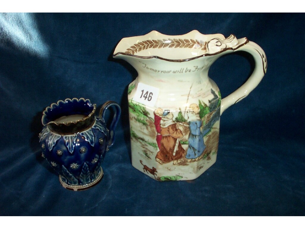 Appraisal: A Foley china jug of octagonal form with printed and