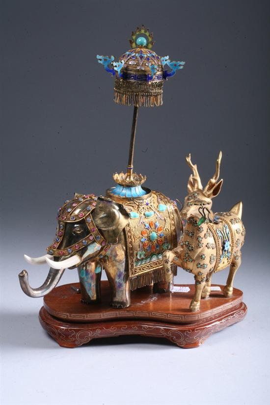 Appraisal: CHINESE VERMEIL AND IVORY EMBELLISHED FIGURE OF ELEPHANT circa -