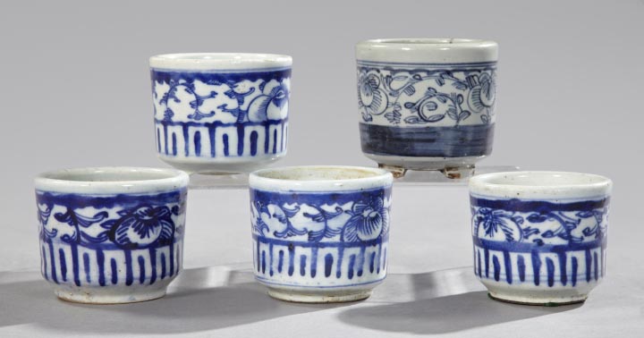 Appraisal: Group of Five Chinese Porcelain Orchid Pots comprising a rare