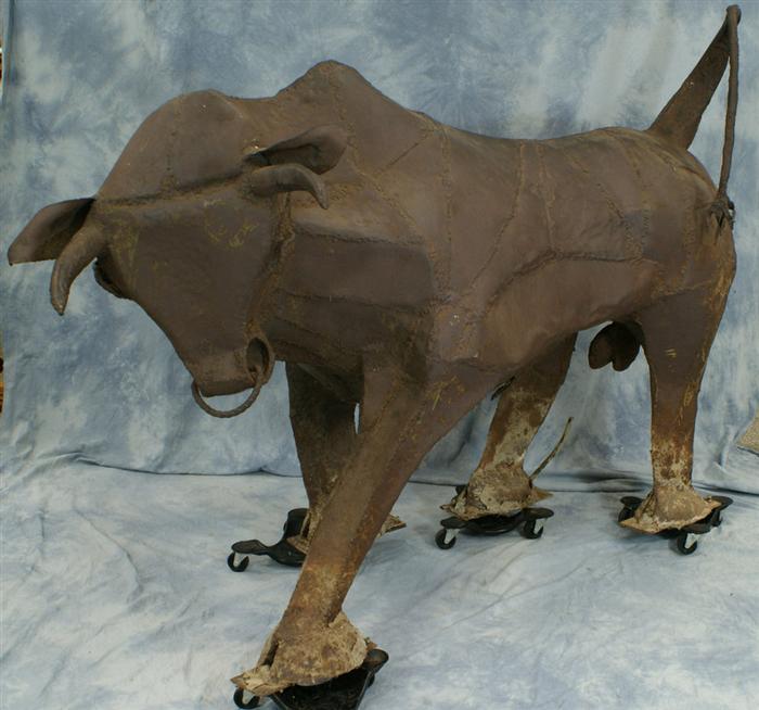 Appraisal: Henry Heller American DE - Welded steel bull sculpture from