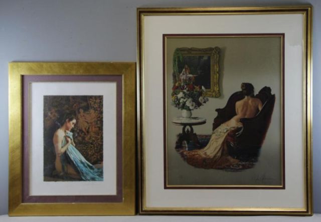 Appraisal: HOFMANN Douglas Two Signed Lithographs Lady of Shacot - pencil