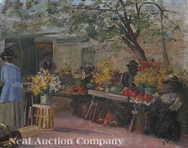 Appraisal: Southern School th c Flower Vendor oil on canvas illegibly