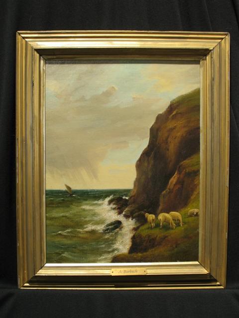 Appraisal: A BURBECK TH CENTURY COASTAL SCENE Oil on canvas x