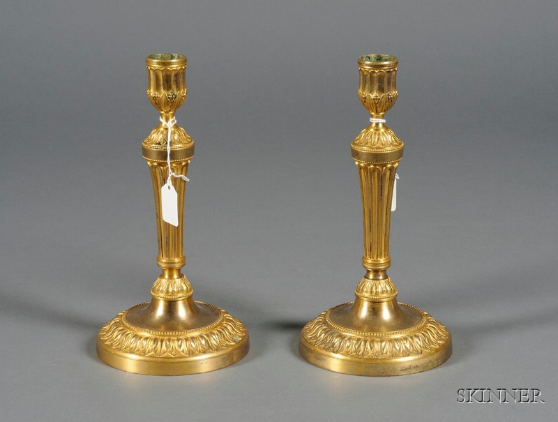 Appraisal: Pair of Charles X Gilt Brass Candlesticks second quarter th