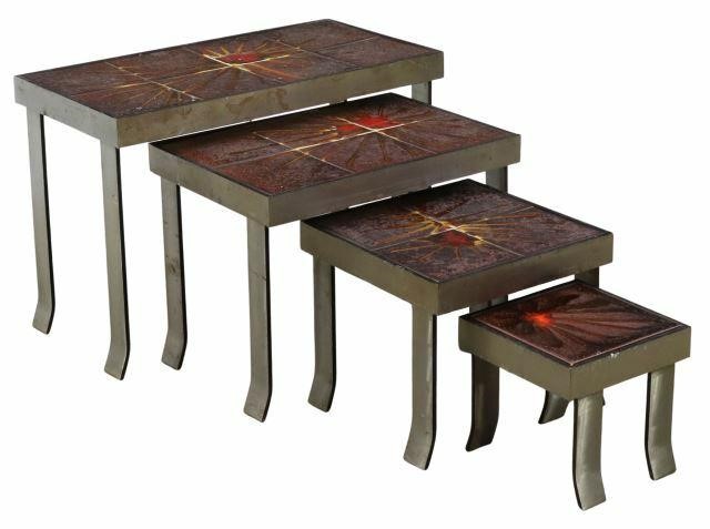 Appraisal: lot of Italian modern nesting tables c s- s iron