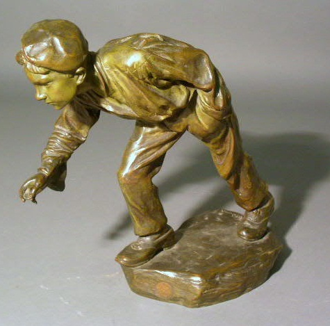 Appraisal: French bronze figure of a boy signed J Cardona with