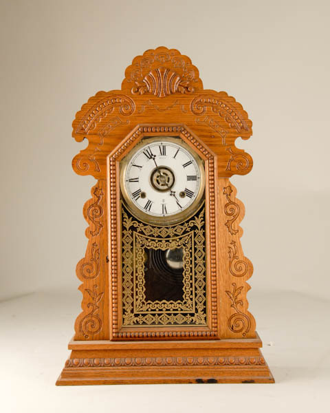 Appraisal: Oak Kitchen Ansonia Clock replace dial day time and strike