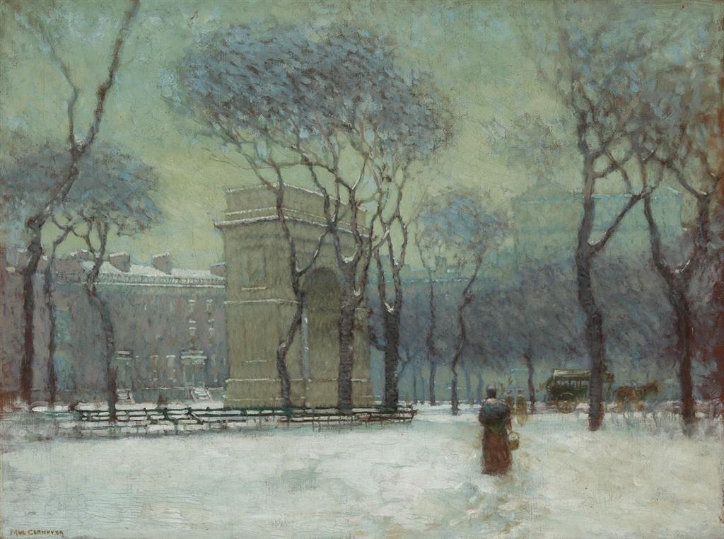 Appraisal: PAUL CORNOYER American - Washington Square in Winter oil on