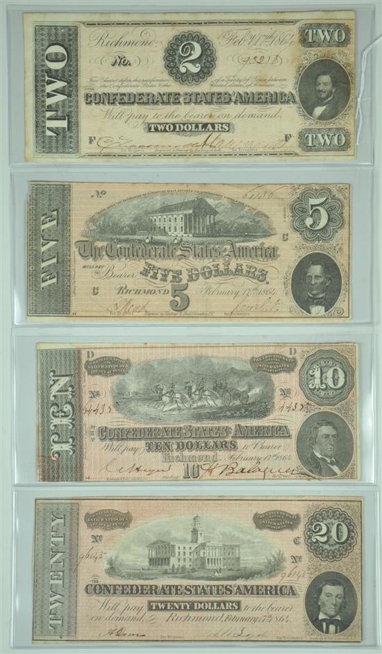 Appraisal: Four Confederate Notes note dated - FR CS Very nice