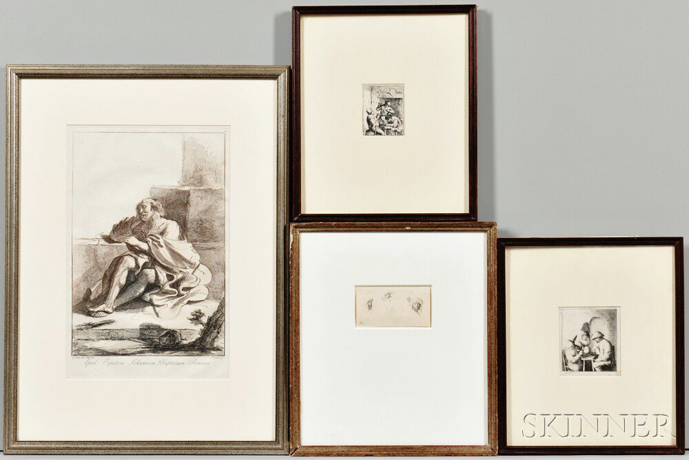 Appraisal: Four Framed Etchings Adriaen Jansz van Ostade Dutch - The