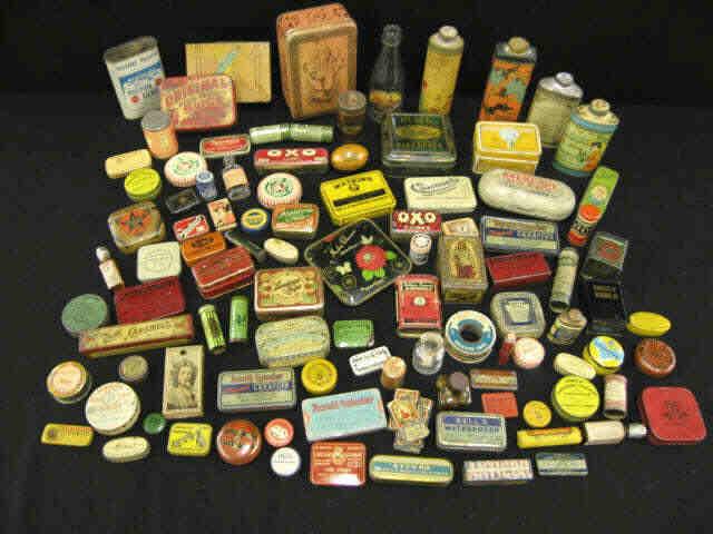 Appraisal: Tin Advertising Container Collection approx pieces includes tobacco Edison-Mazda medical