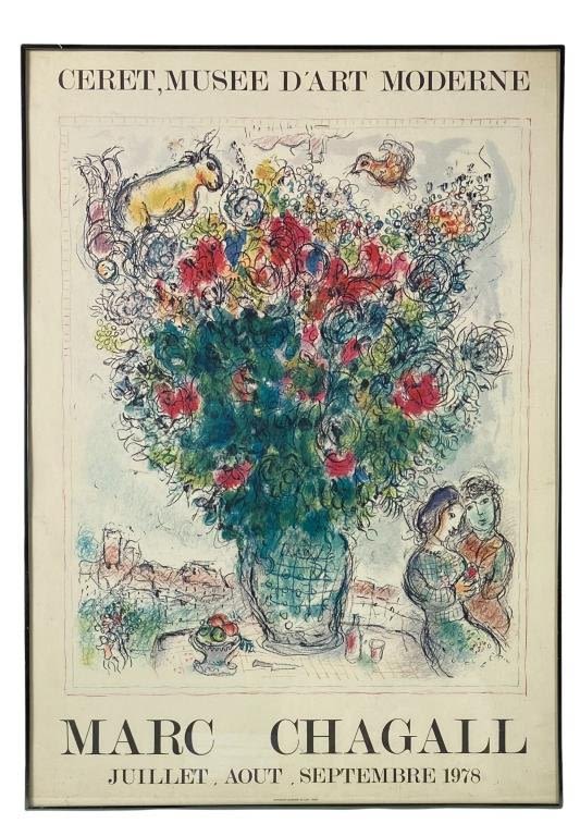 Appraisal: Marc Chagall Ceret Musee D'Art Moderne Poster Frame x Very