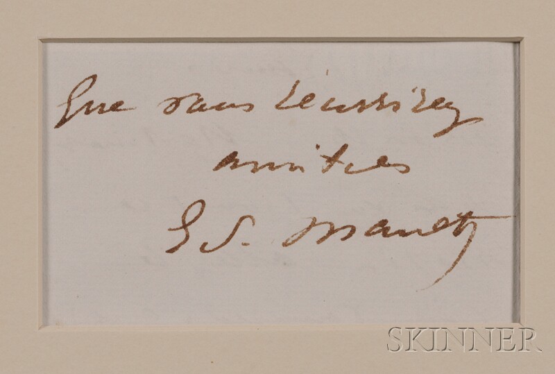 Appraisal: Manet Edouard - Autograph letter signed one page undated to