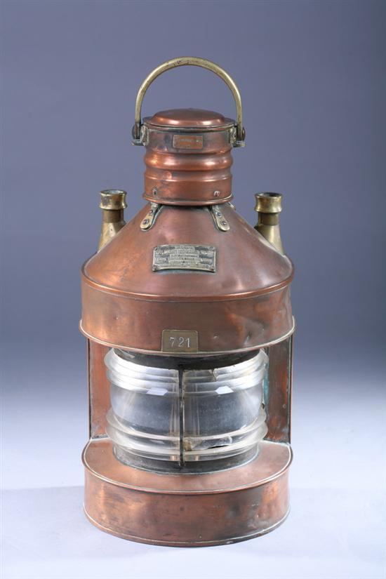 Appraisal: WILLIAM HARVEY CO LTD GLASGOW COPPER SHIP'S LANTERN Typical form