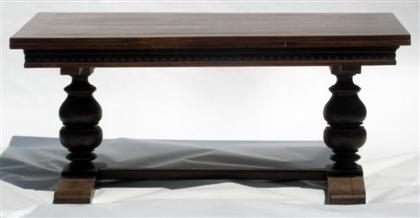 Appraisal: French oak refectory-type table The rectangular top over lozenge carved