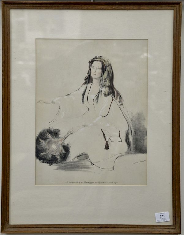 Appraisal: Sir David Wilkie - lithograph with watercolor highlights Mrs Moore