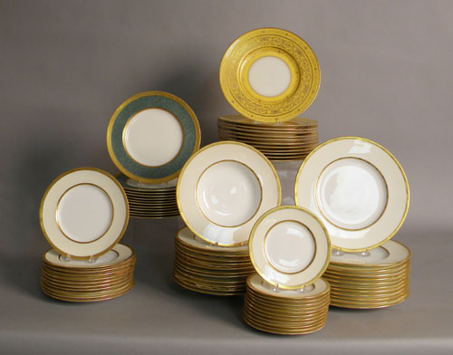 Appraisal: Minton gold rimmed dinnerware approx pieces together with Royal Worcester