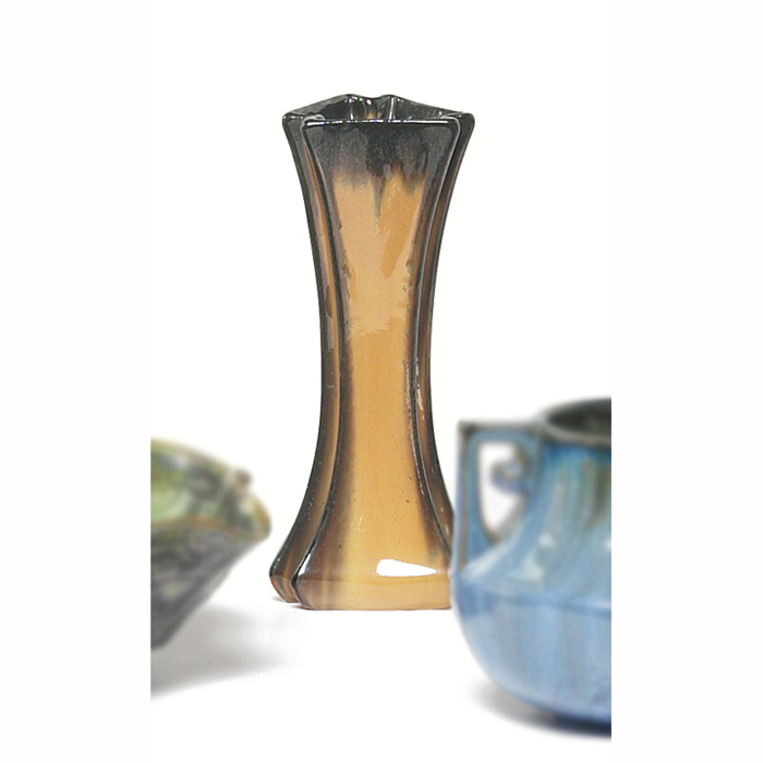 Appraisal: Fulper vase unusual three-sided form covered in a brown and